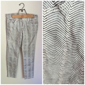 Inc International Concepts Chevron Zebra Shimmer Stretch Pants Women's 6 Skinny